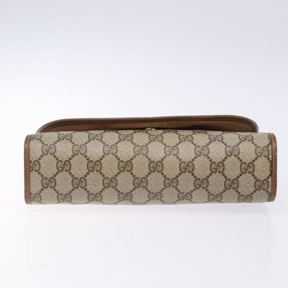 GUCCI GG Supreme Web Sherry Line Clutch Bag PVC Beige Gold 89 01 030 Auth 133273 - Picture 6 of 16